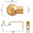 thumbnail image 4 of 1 Inch Adjustable Standard Decorative Curtain Rod,Stainless Steel Single Curtain Rod Set with with Round Ball Finials，30 to 124 Inch，2 Pack, 4 of 6