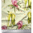 thumbnail image 1 of Soimoi Yellow Rayon Fabric Triangle,Leaves & Lily Flower Print Fabric by Yard 42 Inch Wide, 1 of 1