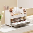 thumbnail image 7 of Soda Candy Makeup Organizer for Vanity with 2 Large Drawers & Brush Holder, Countertop Cosmetic Storage for Bathroom & Dresser, Multi-Purpose Organizer for Lipsticks, Perfumes, Eyeshadows, Skincare, 7 of 7