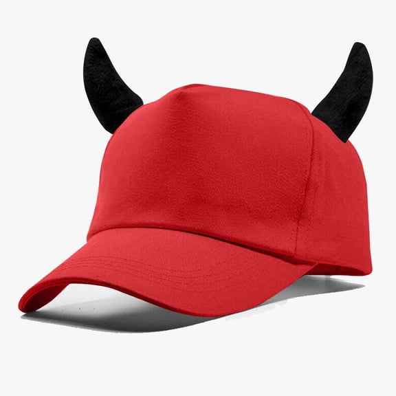 ZDNIXIAN Devil Horn Baseball Cap, 3D Plush Horn Decor Solid Color Adjustable Costume Hat, Lightweight Structured Crown Unisex Holiday Party Accessory