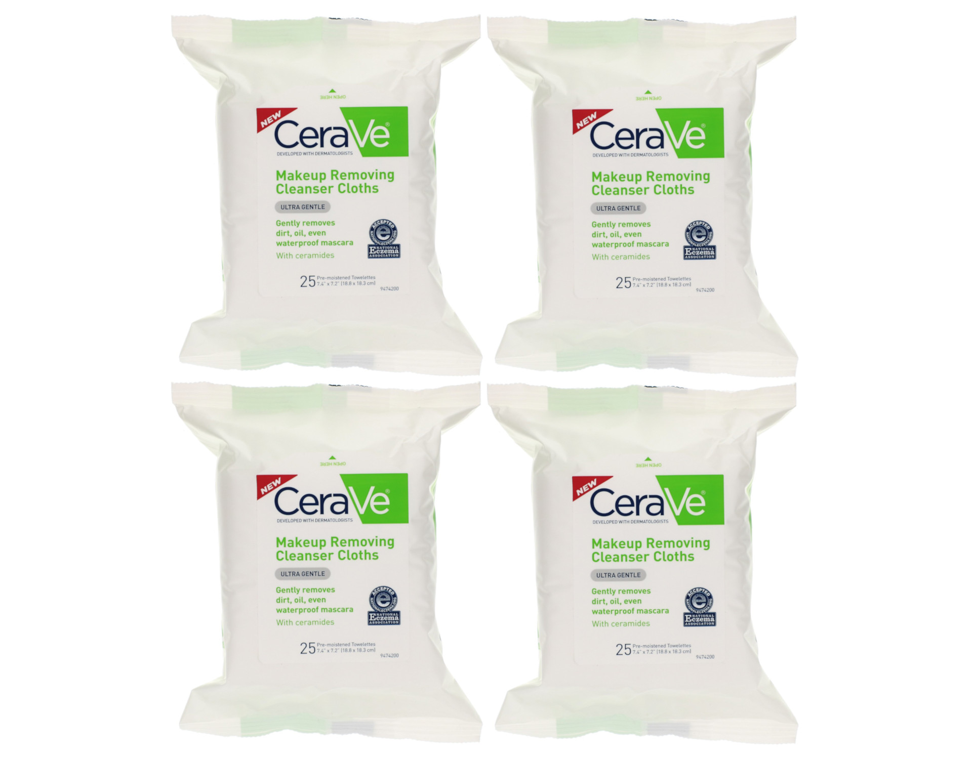 CeraVe Makeup Removing Cleanser Cloths 25 ea (Pack of 4)