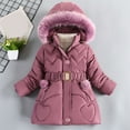 thumbnail image 2 of Mercatoo Girl's Fleece Lined Long Parka Puffer Coat Kids Winter Sherp𝐚 Thicken Ski Jacket Detachable Fu𝗿 Trim Hood Windbreaker, 2 of 4