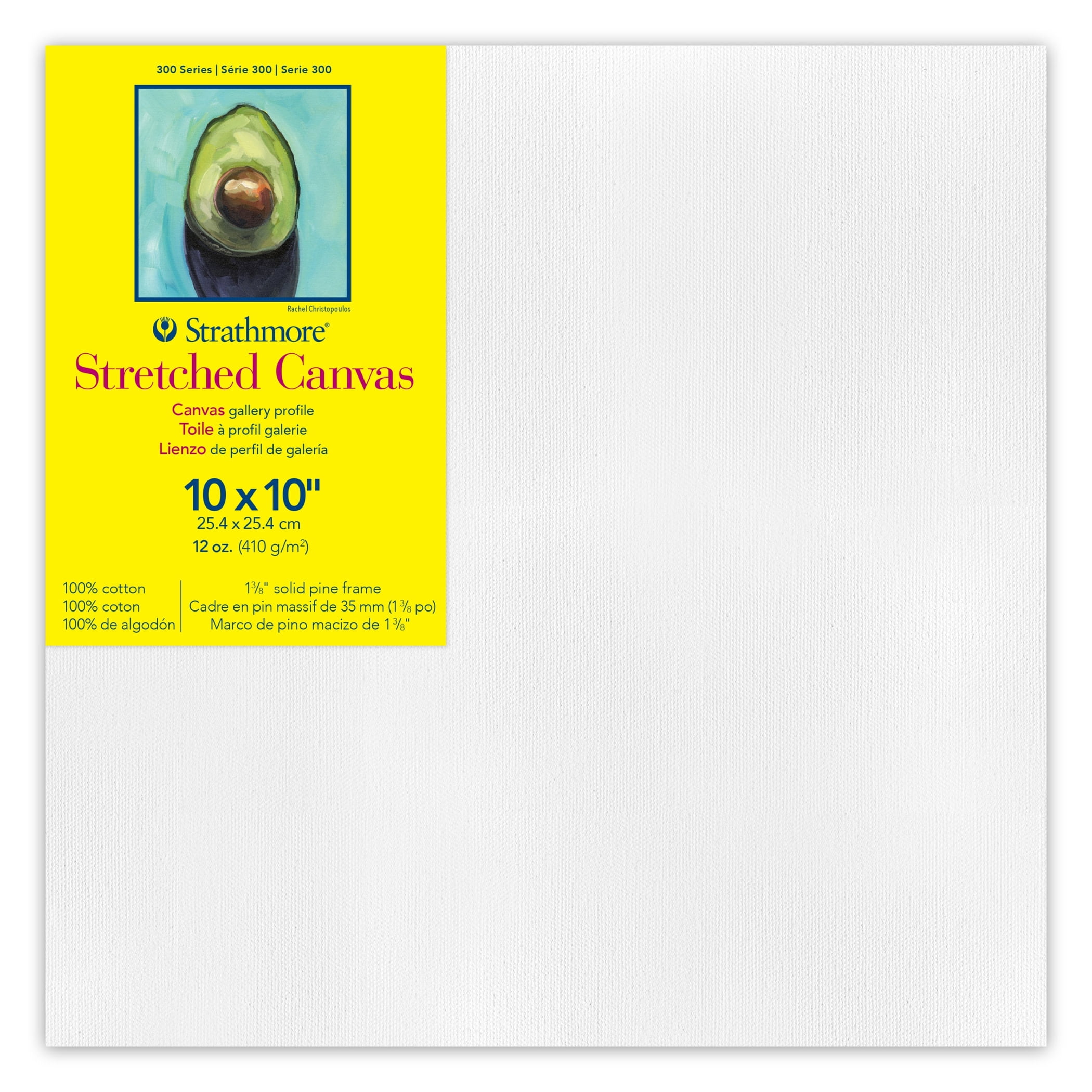 Strathmore 300 Series Gallery Stretched Canvas, 10x10 inch, 3 Count