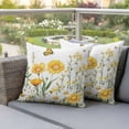 thumbnail image 4 of Spring Flower Pillow Covers 2 Pack White Yellow Floral Daisy Butterfly Flower Field Pillowcase Waterproof Outdoor Throw Pillow Cover for Patio Garden Square Cushion 18”x18”, 4 of 9