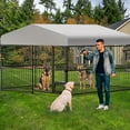 thumbnail image 5 of Lumiparty 10x10x6 FT Large Dog Kennel Outdoor, Heavy-Duty Outdoor Dog Cage with Lock and Waterproof Roof, Swivel Stainless Steel Feeding Bowl- Easy Assembly for Medium & Large Dogs, 5 of 9