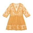 thumbnail image 5 of Hesxuno Women Swimsuit Cover Ups 3/4 Sleeve Swim Dress Lace Bathing Suit Cover Up Beach Boho Vacation Restro Beachwear Yellow Free Size, 5 of 7