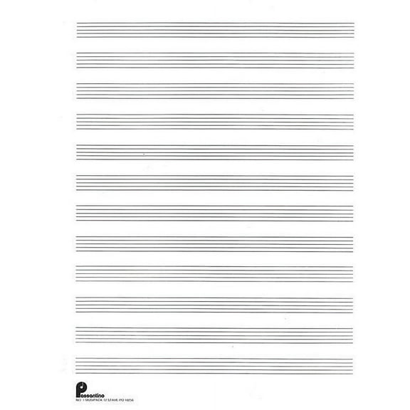 Passantino Manuscript Papers Musipack 3 Ring Filler No. 1 - 12-Stave Manuscript Paper Passantino Music Staff Paper 96 Pages, (Paperback)