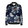 thumbnail image 5 of VINUSLI Bomber Jackets for Women Trendy 2025 Full Zip Up Coats Fall Fashion Floral Print Long Sleeve Thin Outerwear with Pockets Navy,M, 5 of 5