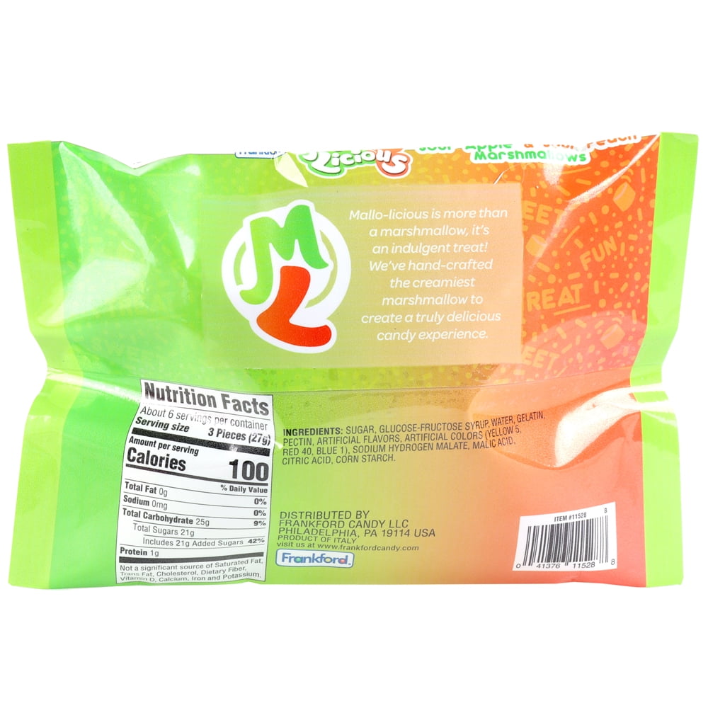 Frankford Mallolicious Sour Apple & Sour Peach Flavored Marshmallows 5.5oz Bag