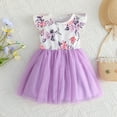 thumbnail image 2 of Bodycon Toddler Girls Dress Fly Sleeve Sweet Floral Cute Prints Tulle Princess Dance Trendy Fit Clothes Elegant Beautiful Dailywear Lovely New Dresses, 2 of 5