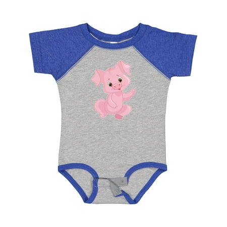 

Inktastic Cute Pink Pig Waving Gift Baby Boy or Baby Girl Bodysuit