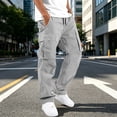 thumbnail image 2 of Men's Cargo Pants Straight Leg Casual Work Multi Pocket Utility Pants Light Gray XL, 2 of 6