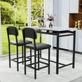 thumbnail image 7 of 3 Piece Dining Table Set,Kitchen Table Set 2,Bar Dining Table Set with 2 Upholstered Chairs for Small Spaces, Apartment,Pub,Black, 7 of 7