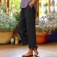 thumbnail image 2 of Comdrip Pants for Women Trendy Fashion Women Loose Solid Color Casual Wide Leg Pants Cotton Trousers Womens Flowy Pants Black L, 2 of 9