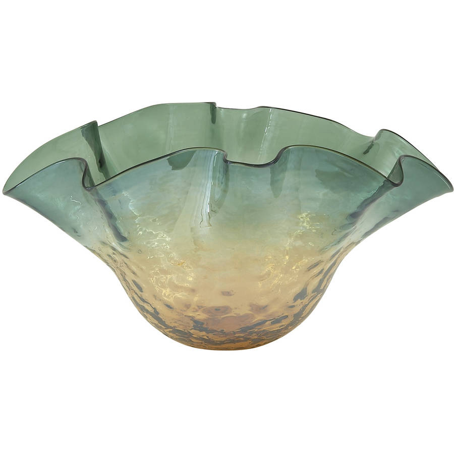Decmode Glass Fluted Bowl, Multi Color