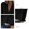 thumbnail image 4 of V Neck Women Top Lace Loose Polyester Soft Breathable Machine Washable Clothing LC2518021 Black XL, 4 of 5