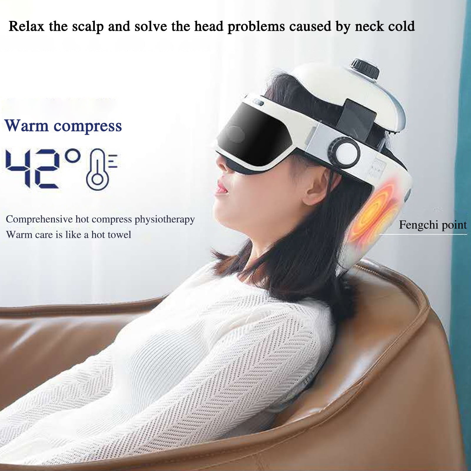 Uscallm under $5 Head Massager, Wireless Head Massager Helmet with Heat, Shiatsu Scalp Neck Massage, Relaxation Stress Relief Hat, Bluetooth Music Vibration Massager, Home Office Relaxation Device