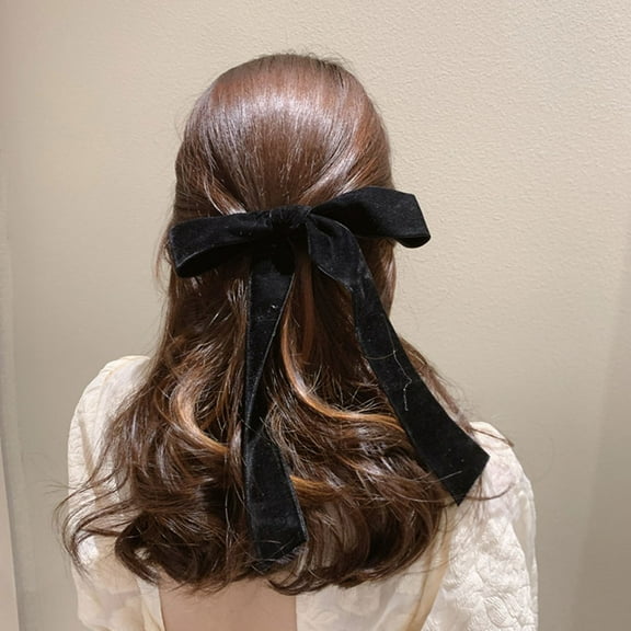 DEEPCRAFF Black Elastic Hair Bowknot Ponytail Holder Decorative Hair Accessory for Various Occasions