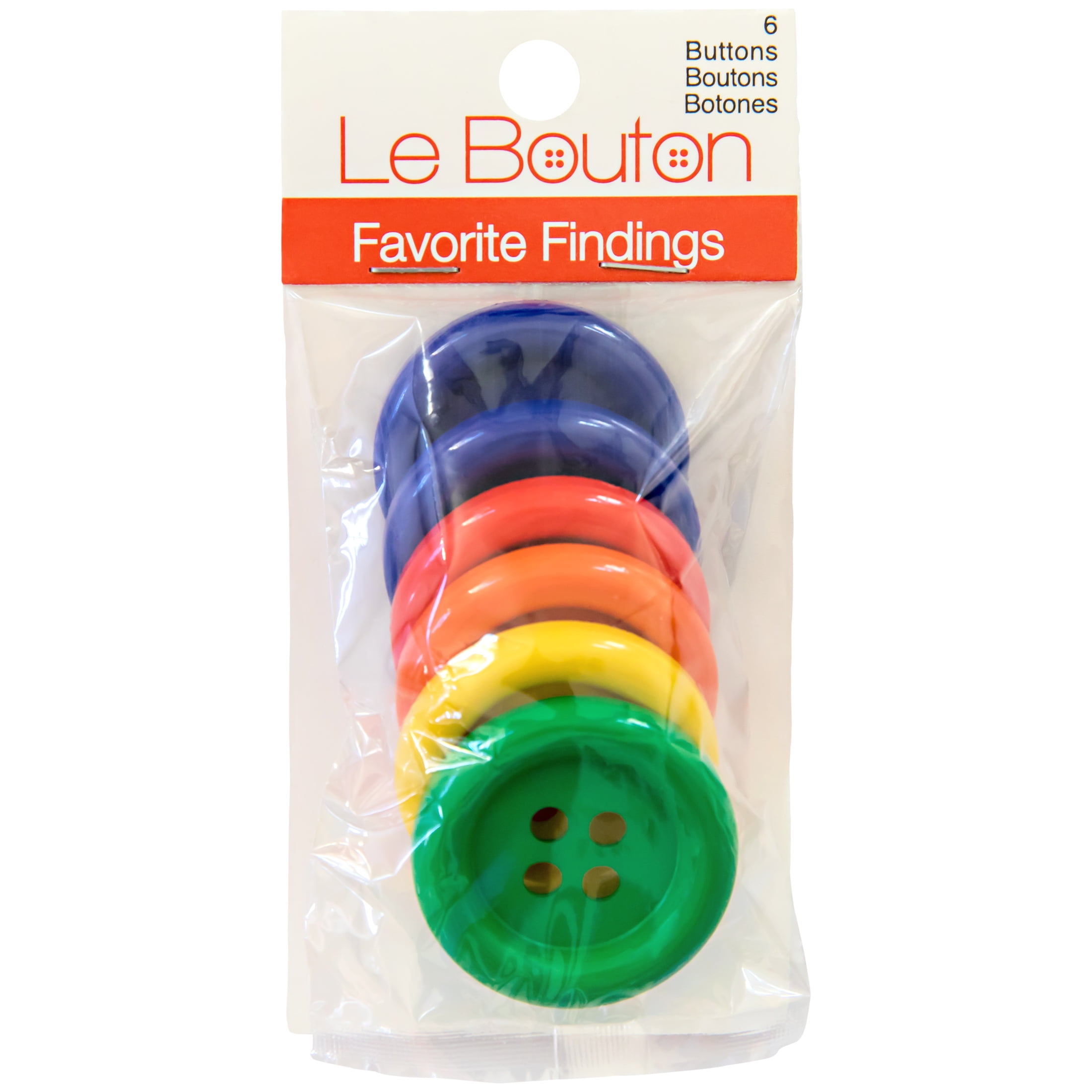 Favorite Findings Primary 1 3/8" 4-Hole Big Buttons, 6 Pieces