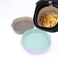thumbnail image 4 of pitrice Plateau de Friture en Silicone pour Friteuse à Air Chaud, Poêle de Cuisson Résistante à la Chaleur, Tapis de Barbecue Réutilisable pour Four, Accessoire de Cuisson Antiadhésif, Ménager, Vert Pâle, 4 of 9