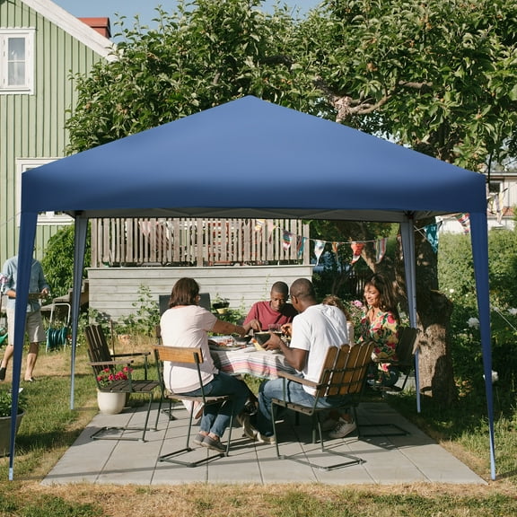 OverPatio 10'x10' Canopy Tent Pop Up Wedding Party Tent Folding Beach Canopy W/Carry Bag Blue