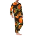 thumbnail image 2 of Hirioo Orange Pumpkin for Men's Pajama Sets 2 Piece Pjs Men's Long-Sleeved Pajama Set Button Down Sleepwear,S-XXL-XX-Large, 2 of 7