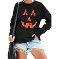 thumbnail image 1 of Chandails en Molleton Visage de Citrouille Halloween Femmes Mignon Chandail Graphique Citrouille Décontracté Manches Longues Automne, 1 of 5