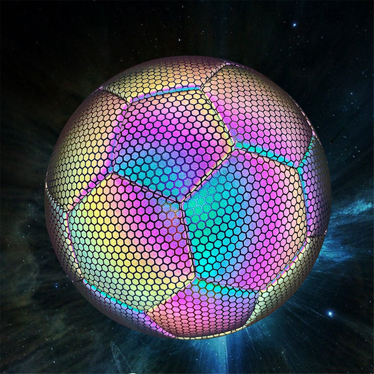 Holographic Soccer Ball - Glow in the Dark, Reflective, Size 5 - Perfect For Kids