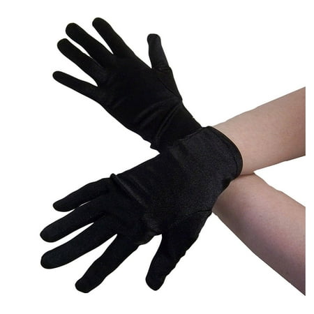 Adult 9 Inch Satin Finish Gloves Black Formal Magician Stretch Costume Accessory