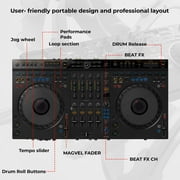 AlphaTheta DDJ-GRV6 4-Channel Performance DJ Controller Bundle with Case, Headphones, and Austin Bazaar Polishing Cloth