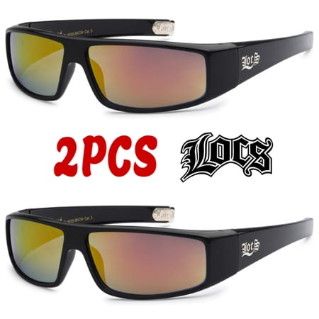 Locs 2 Pack Deal Hardcore Fashion Black Lowrider Designer Colored Shades Sunglasses 9035BKYL