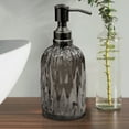 thumbnail image 2 of nu steel Glacier Smoke Collection Glass with Black Finish Metal Trim Refillable Liquid Soap Dispenser Pump Bottle for Bathroom Vanity Countertop - Holds Lotion, Liquid Soap, Hand Sanitizer - Smoke, 2 of 6