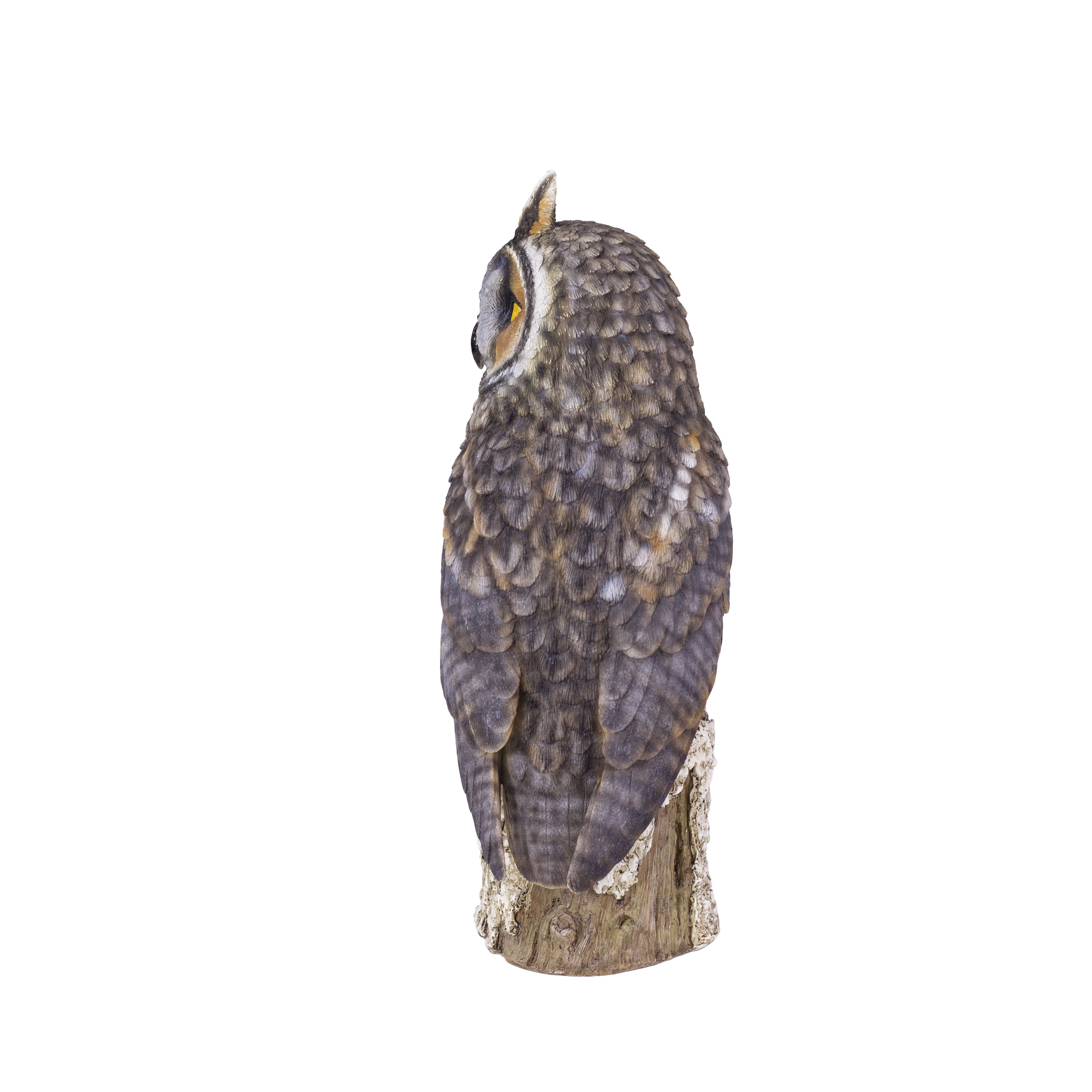 SOREAL Brown Long Eared Owl on branch | Handcrafted Decorative Bird Statue for Home & Garden | Premium Polyresin, Weather-Resistant Indoor/Outdoor Decor