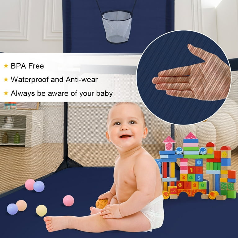 Portable Play Yard for Infant, Newborn, Toddler, Blue Baby Playpen Portable Play Yard for Infant, Newborn, Toddler, Blue Baby Playpen