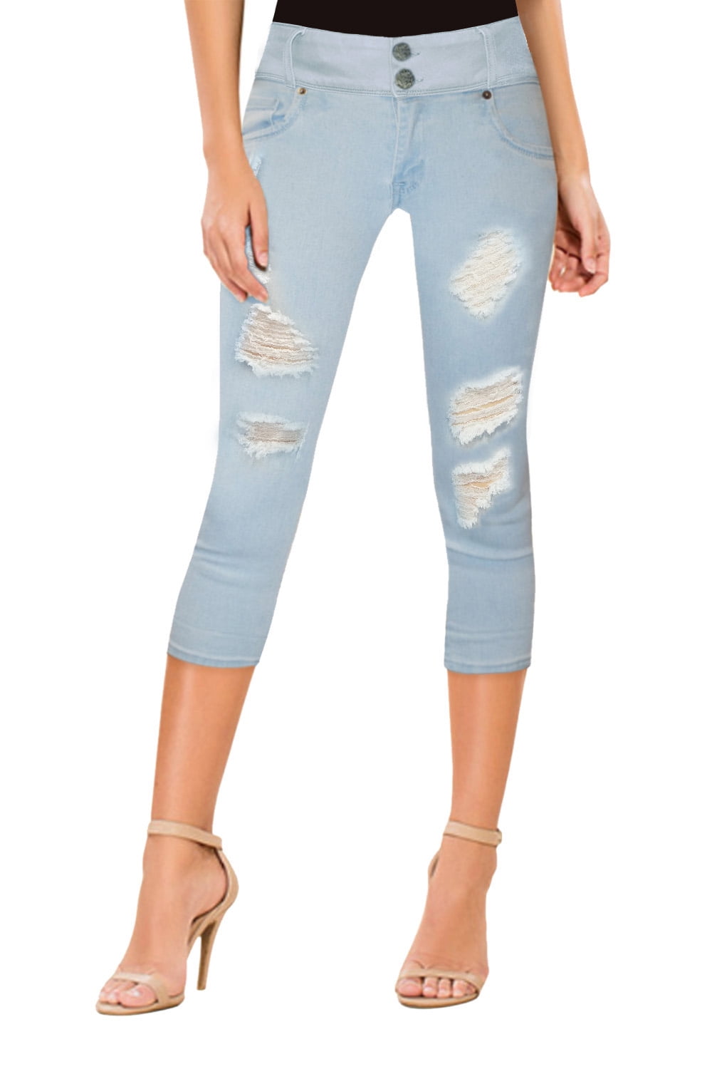 Women's Butt Lift Skinny Jeans - Super Stretchy Denim Capri, Comfort Fit, Curve Enhancing, Version 2 - View #2