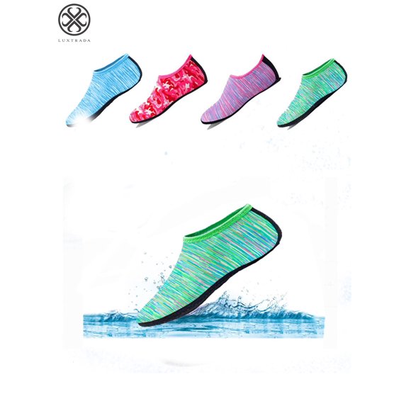 Water Shoes Barefoot Quick-Dry Aqua Water Socks Slip-on for Men Women Fit Beach Swim Diving Surfing and Yoga Exercise "Line Green, L"