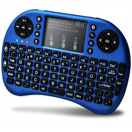 Rii i8+ Mini Wireless 2.4G Back Light Touchpad Keyboard with Mouse for PC/Mac/Android, Blue