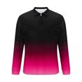 thumbnail image 5 of BXINGOHAI Men Long Sleeve Shirt 1/4 Zip Gradient Printing Turn-Down Collar Pullover Tops Big and Tall Casual Slim Fit Basic T-Shirt Sale Hot Pink,L, 5 of 5
