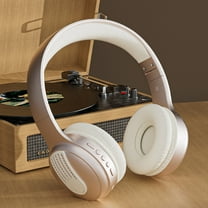 Dual Wireless Headphones for TV Watching with RF Transmitter, Bluetooth Over-On Ear TV Headphones Wireless for Seniors, No Lip-Sync Delay, Plug & Play. Set of 1(Beige)