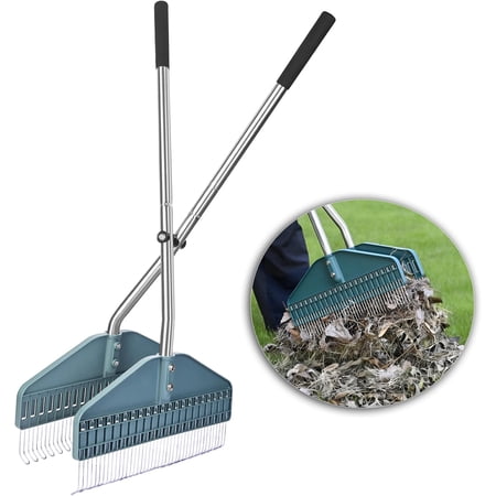 Leaf Grabber, Yard Leaf Grabber Rake, No Need to Bend Over, Lightweight, 36.6 Inches in Length and 4 Pounds in Weight, Ideal for Picking Up Leaves, Weeds, Twigs and Other Debris