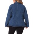 thumbnail image 3 of GRACE & GRANDEUR Women's Plus Size Denim Blazer Notched Lapel Button Work Jean Jackets 3X Denim Blue, 3 of 6