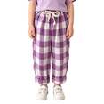 thumbnail image 5 of Toddler Boys Girls Linen Pants Kids Wide Leg Harem Pants Cotton Elastics Waist Summer Plaid Long Trousers Thin 3/4 Outerwear, 5 of 9