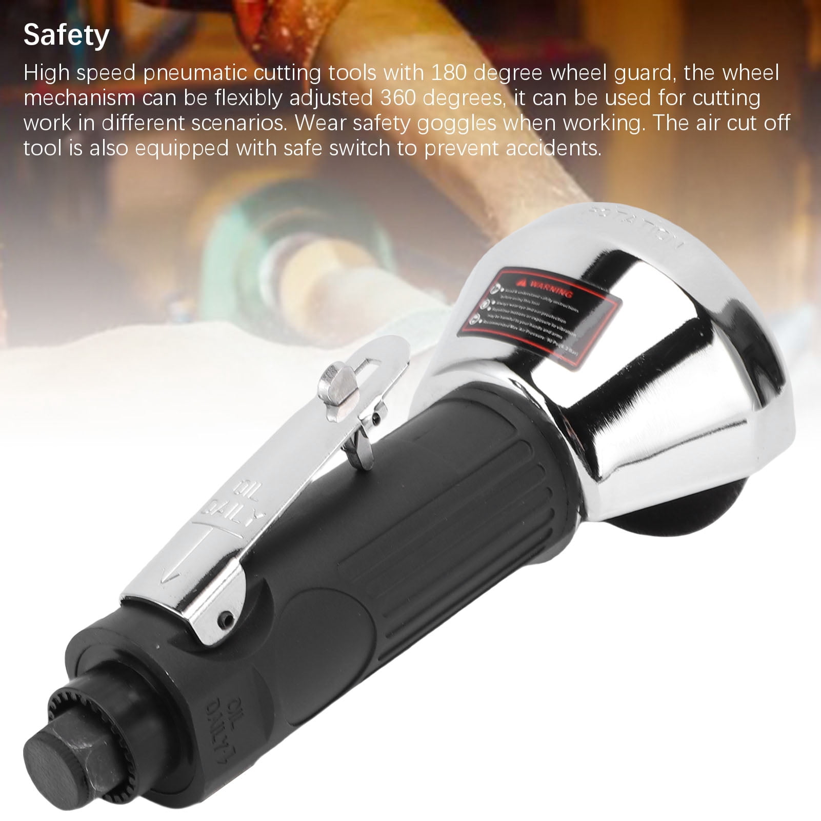 BIMZUC 1/4-Inch High Speed Pneumatic Air Cut Off Tool, 20000 RPM Small Angle Grinder Cutter with Cutting Wheel, Wrenches and Inlet Plug for Metal and Fiberglass