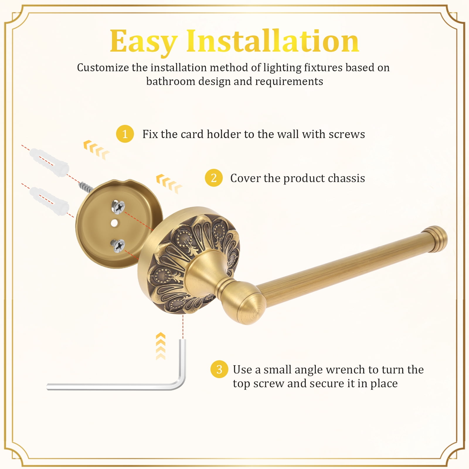 Ikoopy 2 Pieces Set Antique Brass Toilet Paper Holder Retro Brass Hand Towel Ring Tissue Roll Paper Hanger Bathroom Hardware Wall Mounted Vintage Bathroom Accessories