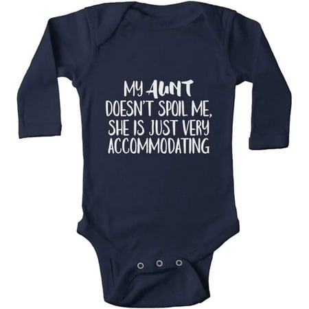 

My Auntie Doesn t Spoil Me Just Very Accommodating Unisex Baby Bodysuit Cartoon Long Sleeve Romper Jumpsuit