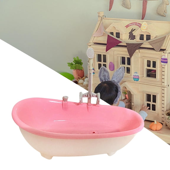 Bañera de casa de muñecas Hugo Miniatura Rosa claro