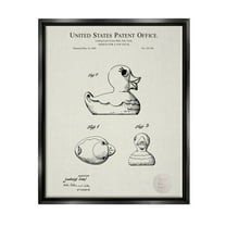 Stupell Industries Vintage Duck Toy Patent Graphic Art Jet Black Floating Framed Canvas Print Wall Art, Design by Karl Hronek