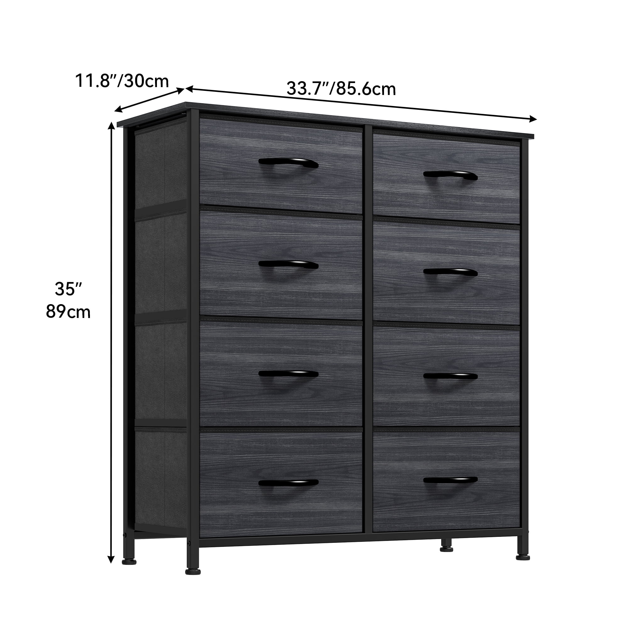 Dextrus 8 Drawers Tall Dresser for Bedroom, Storage Tower with Fabric Bins, Chest of Drawers