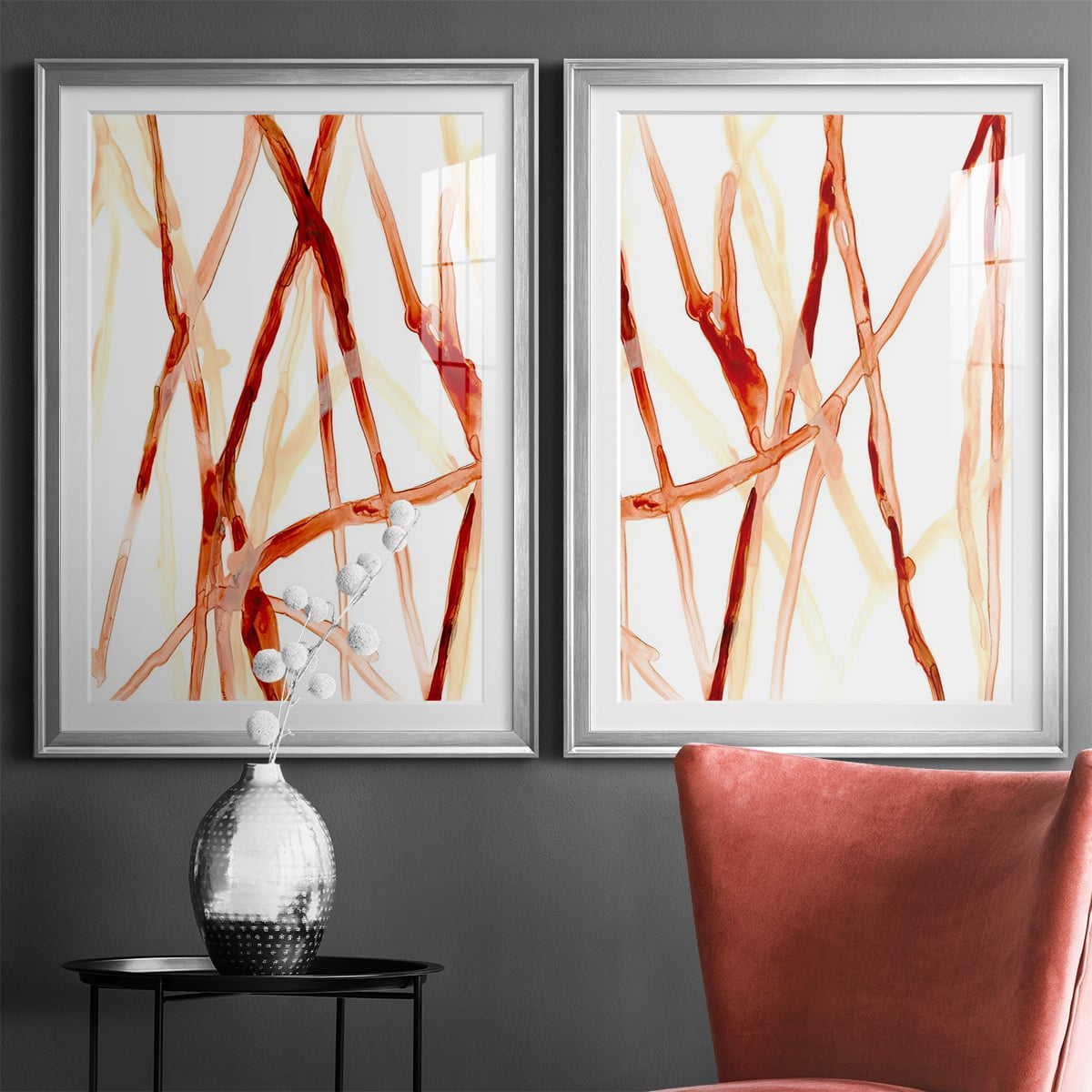 Wexford Home Runnel V Premium Framed Print, 26.5" x 36.5" - Ready to Hang, Silver (Set of 2)