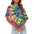 thumbnail image 3 of Posijego T-Shirts Teinture sur Nœuds Graphiques pour Femmes Été Décontracté Col Rond Manches Courtes Crop Tops, 3 of 6